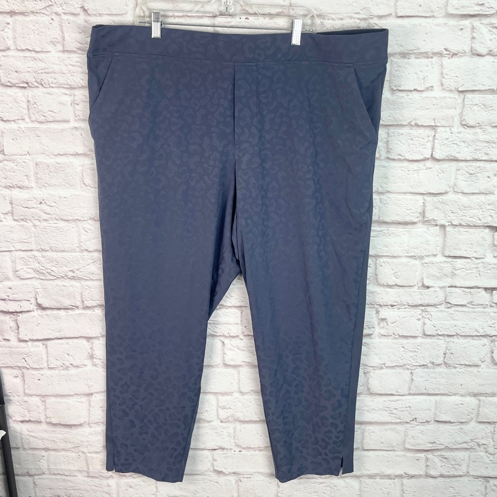 Athleta Brooklyn Textured Leopard Ankle Purple Pant Size 24 New! - Picture 2 of 7